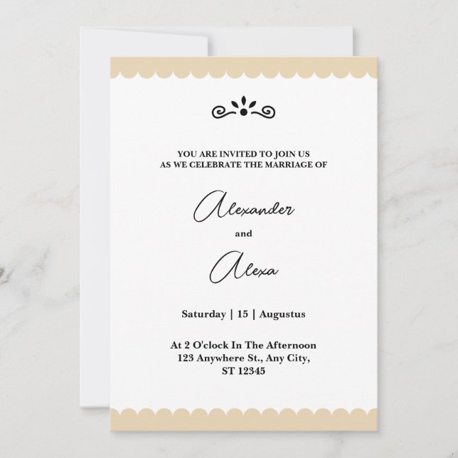 Invitation Bordures dorées élégantes Mariage Cookie Minimalis (Devant)