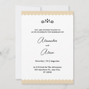 Invitation Bordures dorées élégantes Mariage Cookie Minimalis