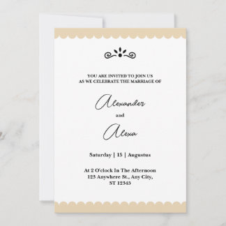 Invitation Bordures dorées élégantes Mariage Cookie Minimalis