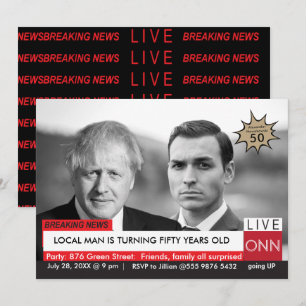 Invitation Boris Johnson Funny TV News 50e anniversaire