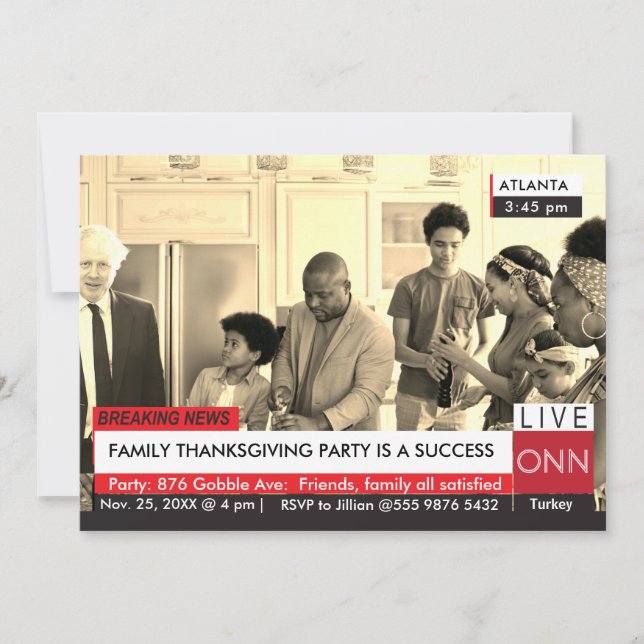 Invitation Boris Johnson Thanksgiving Breaking TV News Value (Devant)