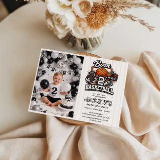 Invitation Born 2 Basketball Sports Themed Boy 2nd Birthday 