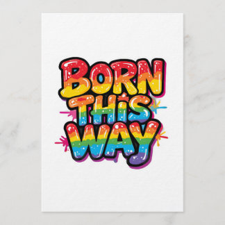 Invitation Born This Way – Bold Rainbow Pride Quote for LGBTQ