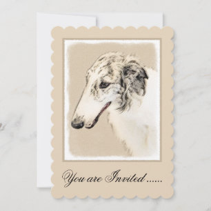 Invitation Borzoi (Argent Brindle) Peinture Chien Art origina