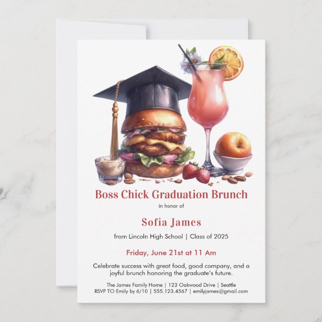 Invitation Boss Chick Graduation Brunch & BBQ (Devant)