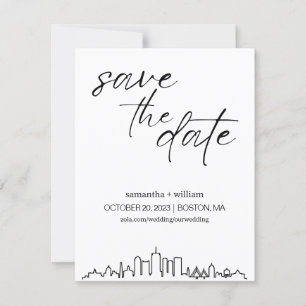 Invitation Boston Skyline MINIMALIST Enregistrer La Date