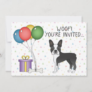 Invitation Boston Terrier Noir Et Blanc Chien Mignon - Annive