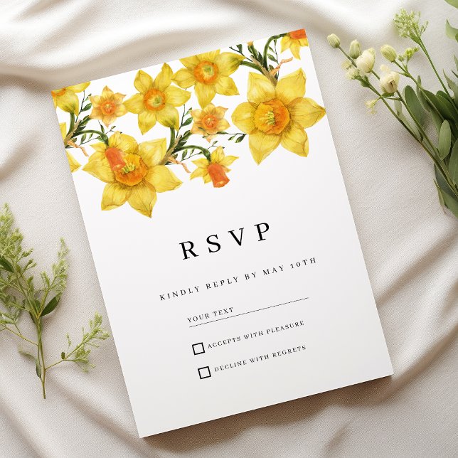 Invitation Botanic Spring Golden Daffodil Flowers RSVP (Botanic Spring Golden Daffodil Flowers RSVP)