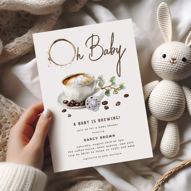 Invitation Botanical Baby is Brewing' Coffee Baby Shower (Créateur téléchargé)
