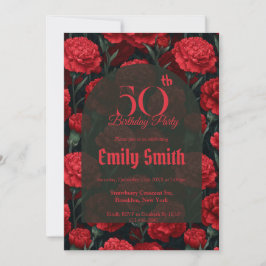 Invitation Botanical Inspired Carnation Flower 20Th Birthday