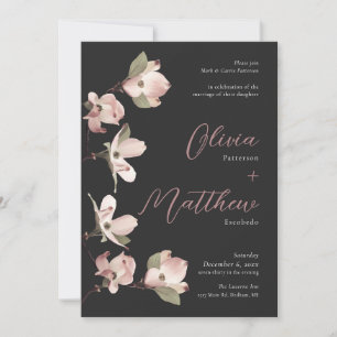 Invitation Botanical officiel Rose noir Dogwood