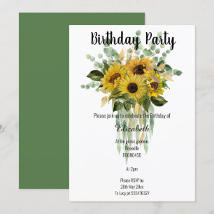 INVITATION BOTANICAL SAGE SUNFLOWWWERS EUCALYPTUS BOUQUET