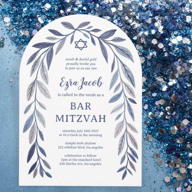 Invitation Botanical Watercolor CUSTOM Bar Bat Mitzvah Arch (Botanical Watercolor CUSTOM Bar Bat Mitzvah Arch Invitation
)