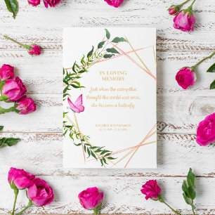 Invitation Botanique avec papillon pour les Chers Mémorial