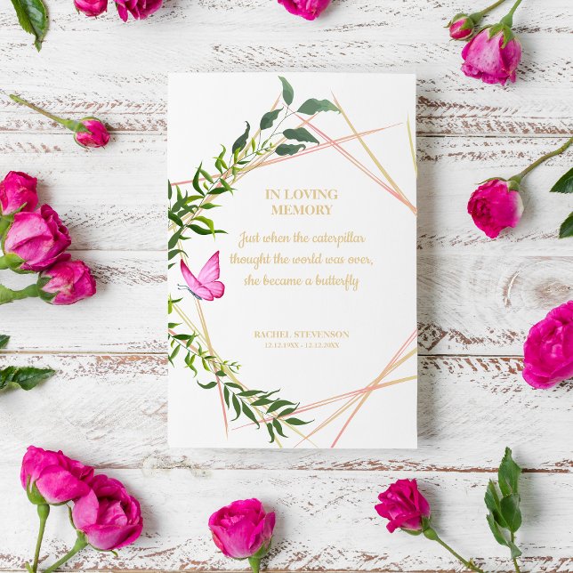 Invitation Botanique avec papillon pour les Chers Mémorial (Créateur téléchargé)
