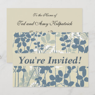 Invitation Botanique Bleu Japonais Vintage : Fougère à Feuill