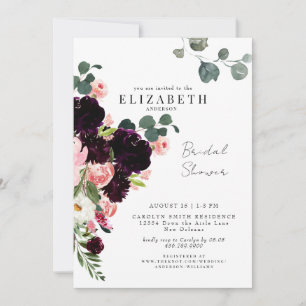 Invitation Botanique Blush & Bourgogne Fête des mariées flora
