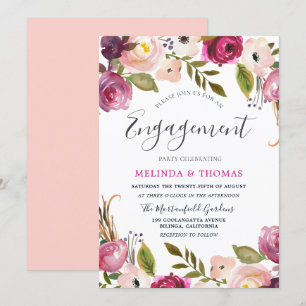 Invitation Botanique Blush Floral Elegant Engagement Party