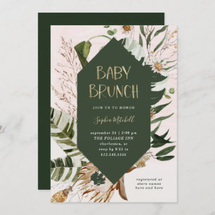 Invitation Botanique bohème et Grass Pampas   Bébé Brunch