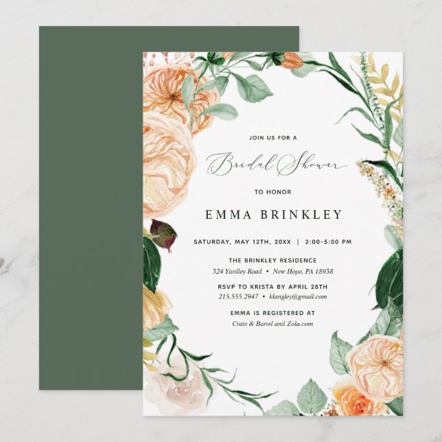 Invitation Botanique Boho Floral Pastel Fête des mariées blan (Devant / Derrière)