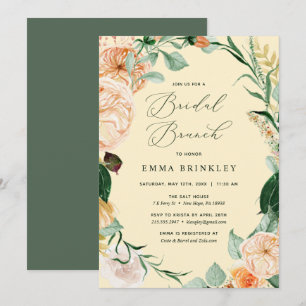 Invitation Botanique Boho Floral Pastel Jaune Bridal Brunch