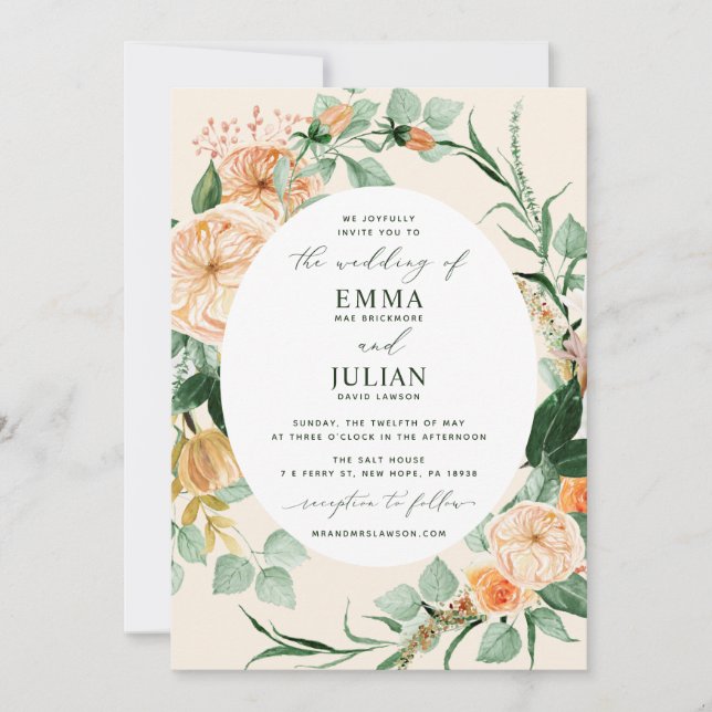 Invitation Botanique Boho Mariage floral (Devant)