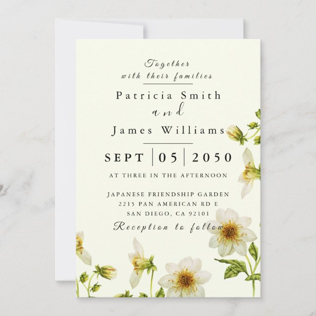 Invitation Botanique Boho printemps Fleur sauvage Mariage Inv (Devant)