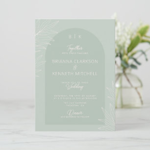 Invitation Botanique Boho Sage Green avec Mariage photo Arch