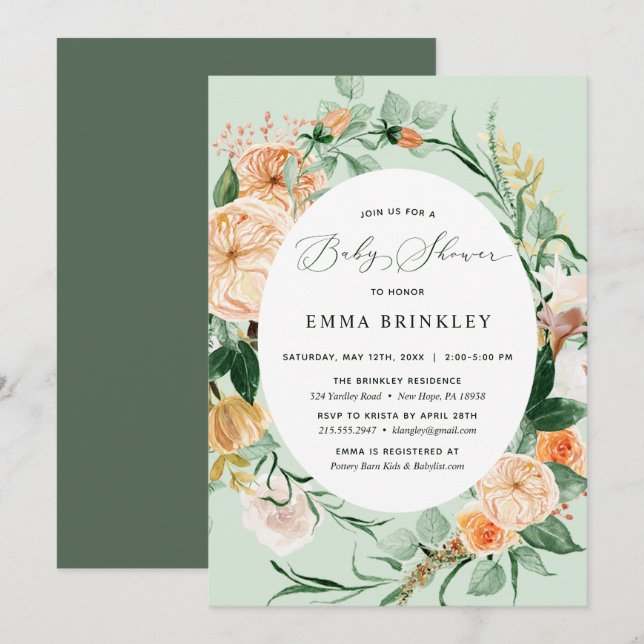 Invitation Botanique Boho Sexe Baby shower d'âge neutre (Devant / Derrière)