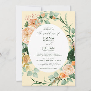 Invitation Botanique Boho Vert Jaune Floral Mariage