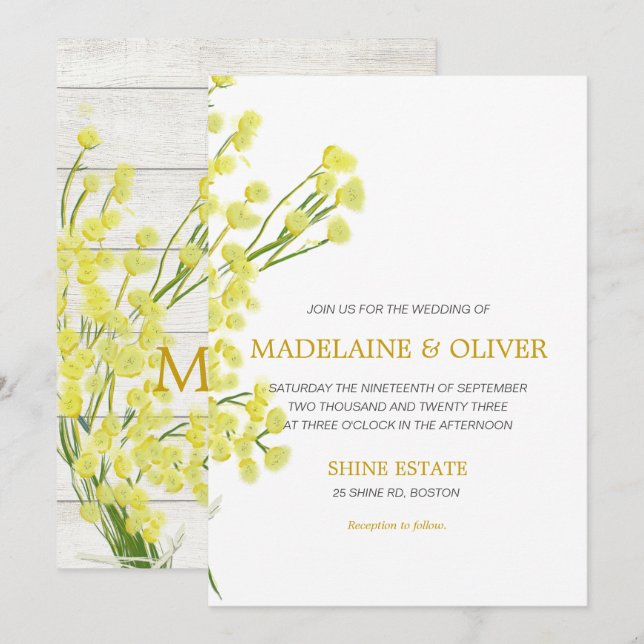 Invitation Botanique Botanique Rustique Bois Moderne Mariage (Devant / Derrière)
