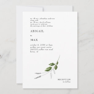 Invitation Botanique contemporaine Les deux parents Mariage