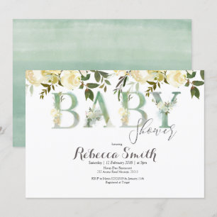 Invitation botanique de baby shower lunatique