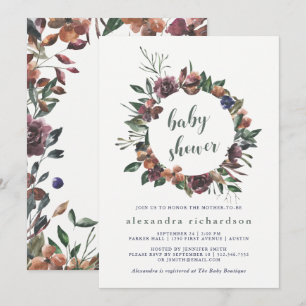 Invitation Botanique de Sienna  Baby shower d'aquarelle Wreat