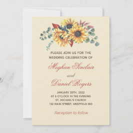 Invitation botanique de tournesol rustique