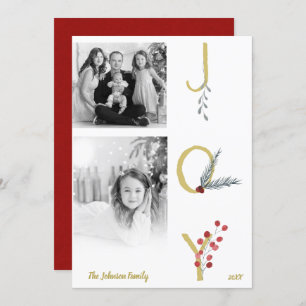 Invitation Botanique de vacances Joy Rustic Gold Minimal Phot