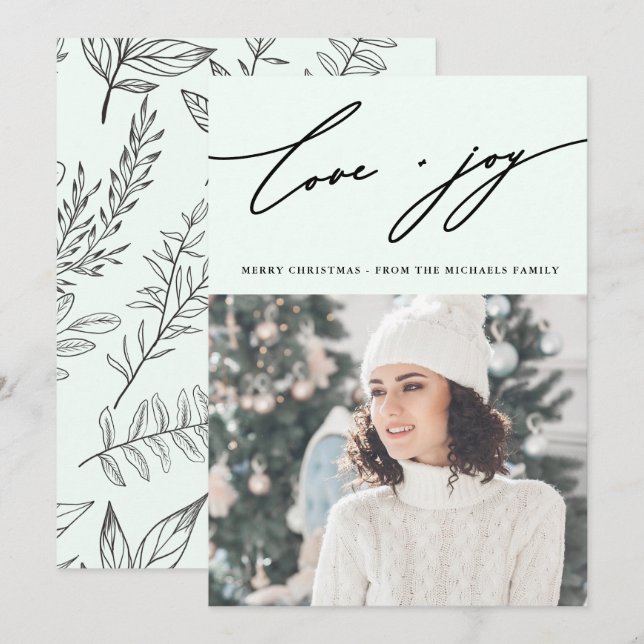 Invitation Botanique d'hiver rustique avec vert de vacances p (Devant / Derrière)
