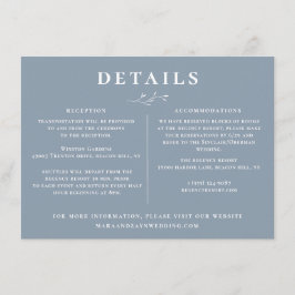 Invitation Botanique Dusty Blue Détails du Mariage