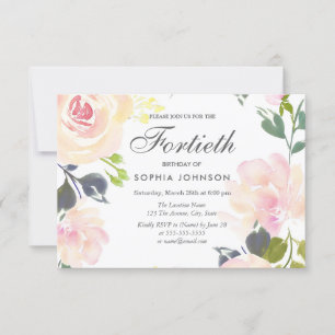 Invitation Botanique Élégant Floral 40e Anniversaire Invitati