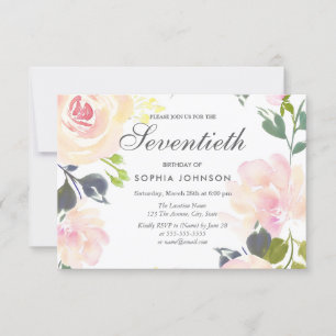 Invitation Botanique Élégant Floral 70e anniversaire Invitati
