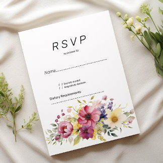 Invitation Botanique été fleuri coloré RSVP