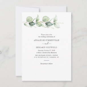 Invitation Botanique Eucalyptus Vert Mariage rustique