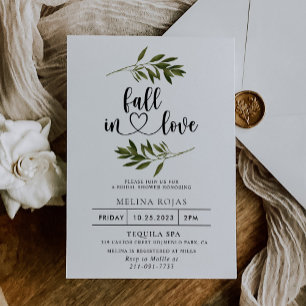 Invitation Botanique Feuille verte chute en amour Douche nupt
