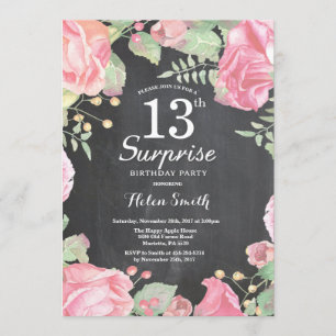 Invitation Botanique Floral Surprise 13e anniversaire Invitat