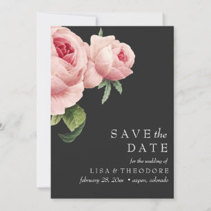 Invitation Botanique   Gris rose Vintage SAVE LA DATE