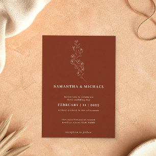 Invitation Botanique Indépendante Florale En Terracotta
