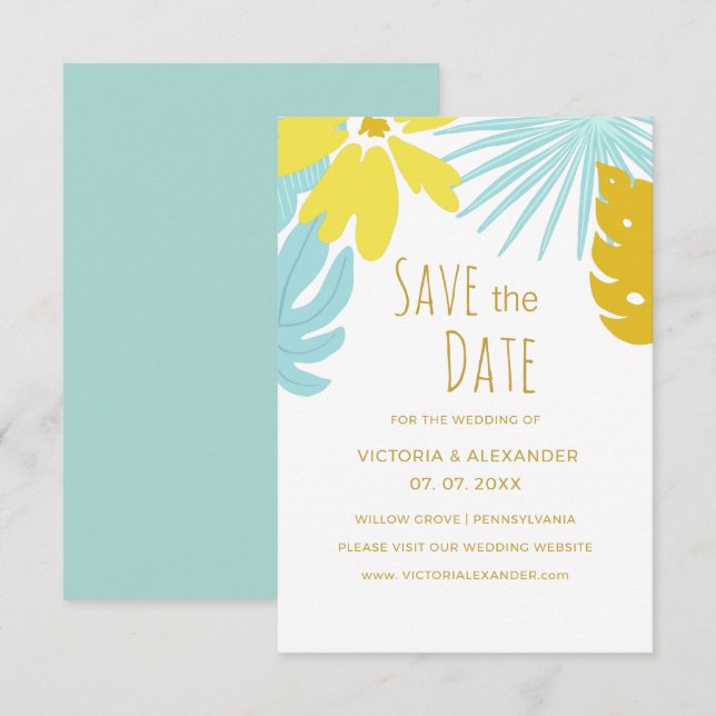 Invitation Botanique Mariage tropical de verdure Enregistrer  (Devant / Derrière)