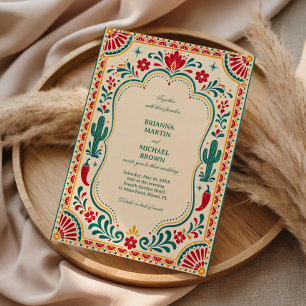Invitation Botanique Mexicaine Folklorique Colorée
