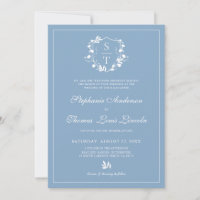 Botanique Monogramme Crest Dusty Blue Mariage