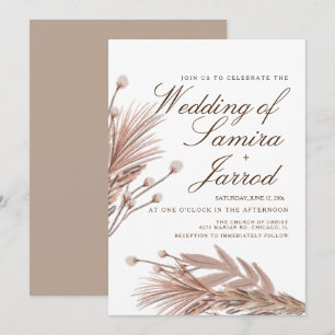 Invitation Botanique Pampas Coton Plante Mariage botanique